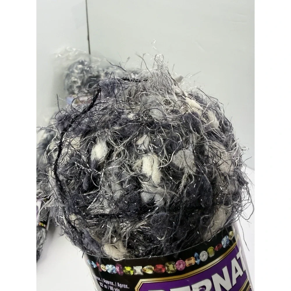 Bernat Bling Bling Yarn Lot of 9 Skeins Night Club Gray Bulky